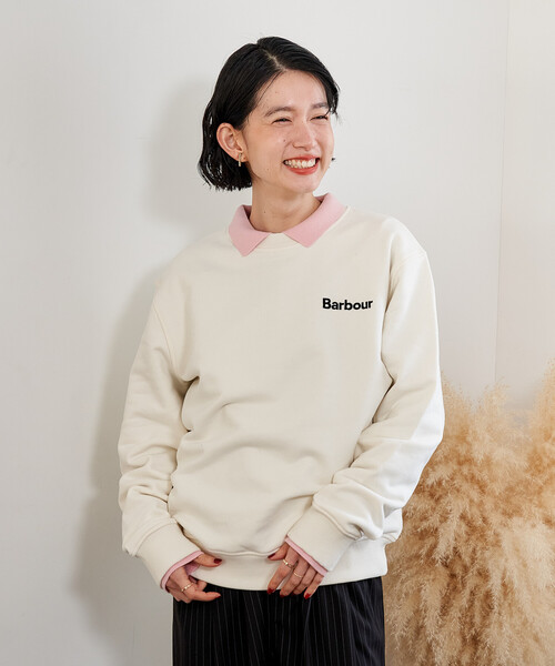 FREAK'S STORE(フリークスストア)の「Barbour × FREAK'S STORE/バブアー 別注 ALLEN BY CREW NECK SWEAT SHIRT/別注 ロゴスウェット(スウェット・レディース・グレー/ブラック/ホワイト・SMALL/MEDIUM)」の12枚目の写真