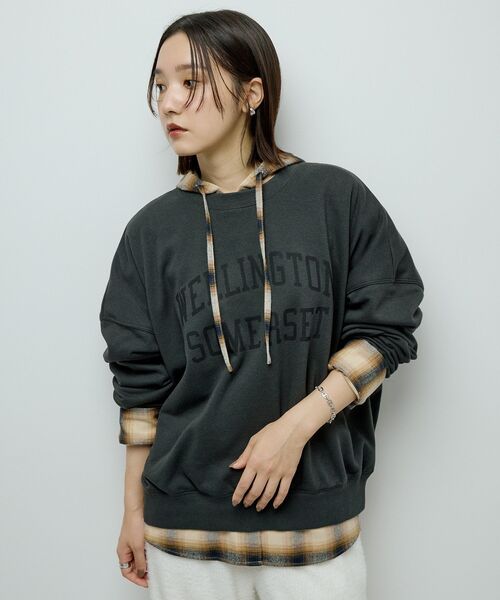 Green　Parks（グリーンパークス）の「オーバーサイズロゴ裏毛プルオーバー（スウェット・レディース・ホワイト系その他/マスタード/チャコールグレー/オフホワイト/杢グレー・FREE）」の14枚目の写真