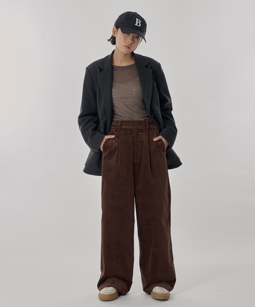 Perushu(ペルーシュ)の「センタープレスタックストレートコーデュロイワイドパンツ(その他パンツ・レディース・ブラウン/アイボリー/チャコールグレー・SMALL/MEDIUM)」の13枚目の写真