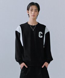 男性カラーブロックマンツーマンTシャツ-CERK5115B03