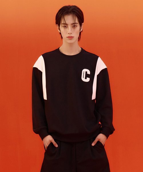 CHASECULT（チェイスカルト）の「男性カラーブロックマンツーマンTシャツ-CERK5115B03（スウェット・メンズ・ブラック・105/95/100）」の2枚目の写真