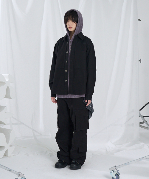 SLOWACID（スローアシッド）の「ウォッシュドヘリンボーンシャツジャケット[ブラック]（シャツ/ブラウス・レディース・その他・SMALL/MEDIUM/LARGE）」の6枚目の写真