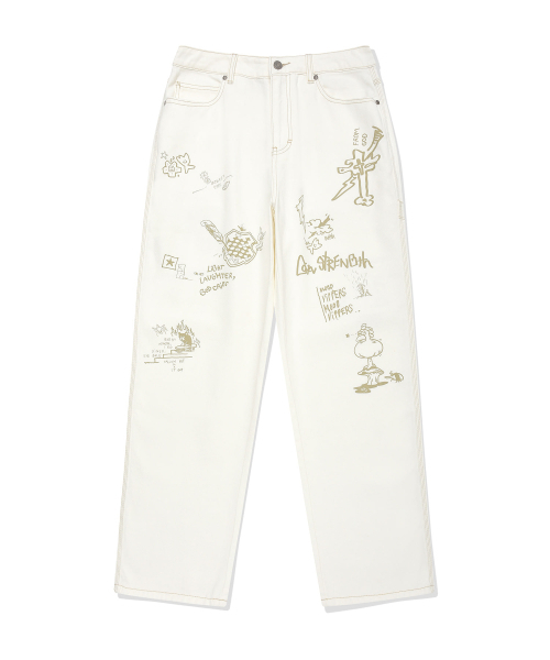 Wacky WiLLy(ワッキーウィリー)の「グラフィックデニムパンツアイボリー(デニムパンツ・レディース・その他・MEDIUM/LARGE/SMALL)」の1枚目の写真
