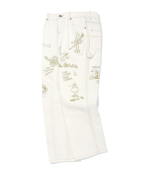 Wacky WiLLy(ワッキーウィリー)の「グラフィックデニムパンツアイボリー(デニムパンツ・レディース・その他・MEDIUM/LARGE/SMALL)」の4枚目の写真