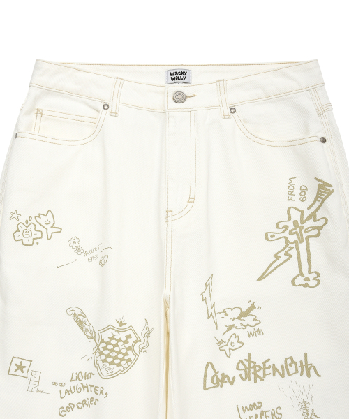 Wacky WiLLy(ワッキーウィリー)の「グラフィックデニムパンツアイボリー(デニムパンツ・レディース・その他・MEDIUM/LARGE/SMALL)」の5枚目の写真
