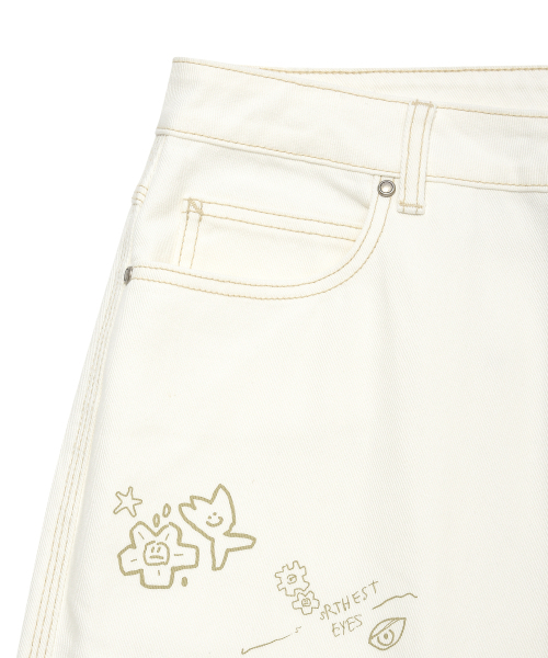 Wacky WiLLy(ワッキーウィリー)の「グラフィックデニムパンツアイボリー(デニムパンツ・レディース・その他・MEDIUM/LARGE/SMALL)」の6枚目の写真