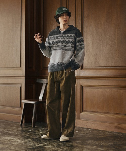 Bleme（ブレム）の「クラシック ノルディック ハーフジップニット 【100% wool】（ニット/セーター・メンズ・グレー/ブラウン・M/S/XL/L）」の13枚目の写真