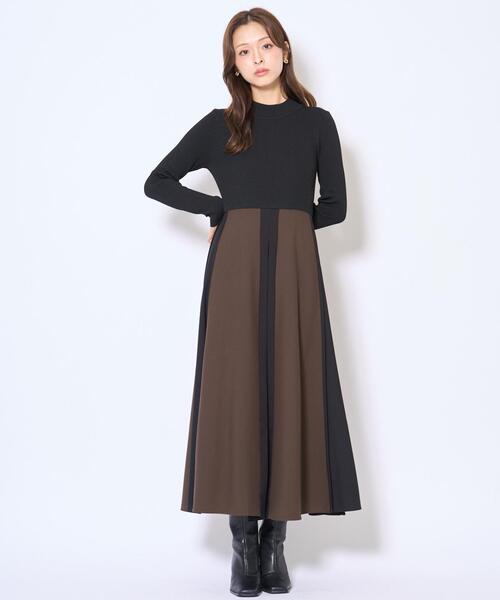 AND COUTURE(アンドクチュール)の「配色ドッキングワンピース(ワンピース・レディース・ネイビー/ブラック・FREE)」の1枚目の写真