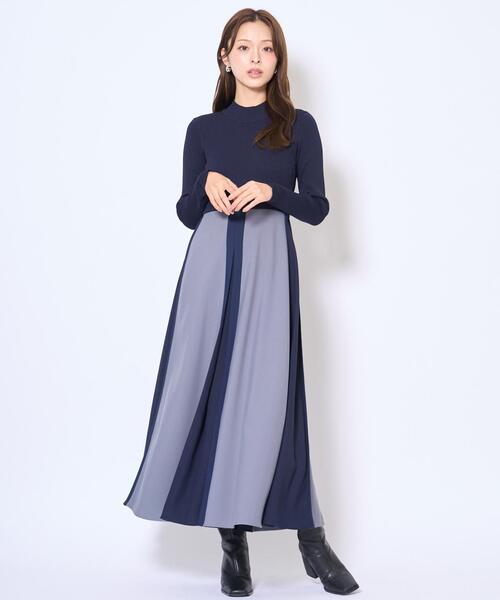 AND COUTURE(アンドクチュール)の「配色ドッキングワンピース(ワンピース・レディース・ネイビー/ブラック・FREE)」の12枚目の写真