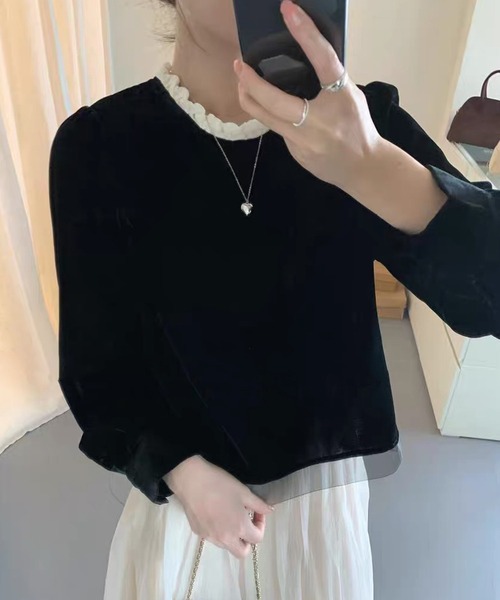 Lace Ladies(レースレディース)の「フリルカラー シアー 長袖 コンパクト プルオーバー(その他トップス・レディース・ブラック/アイボリー・FREE)」の8枚目の写真
