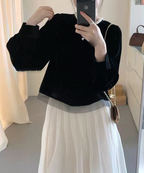Lace Ladies(レースレディース)の「フリルカラー シアー 長袖 コンパクト プルオーバー(その他トップス・レディース・ブラック/アイボリー・FREE)」の10枚目の写真