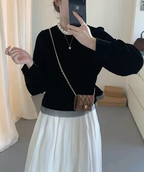 Lace Ladies(レースレディース)の「フリルカラー シアー 長袖 コンパクト プルオーバー(その他トップス・レディース・ブラック/アイボリー・FREE)」の9枚目の写真