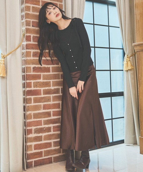 AND COUTURE(アンドクチュール)の「サテンバイアススカート(スカート・レディース・ブラウン/ベージュ/チャコールグレー・MEDIUM/SMALL)」の12枚目の写真