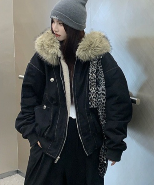 セール】【25年秋冬新作】【ファー取り外し可能】ステッチデザイン