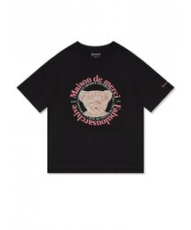 ウィメンズベアフレンズリラックスクロップTシャツブラックピンク(FCC2TS386W)