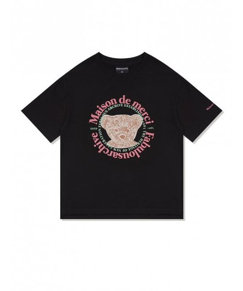 FABULOUS ARCHIVE(ファビュラスアーカイブ)の「ウィメンズベアフレンズリラックスクロップTシャツブラックピンク(FCC2TS386W)(Tシャツ/カットソー・レディース・ブラック・MEDIUM/SMALL)」の1枚目の写真