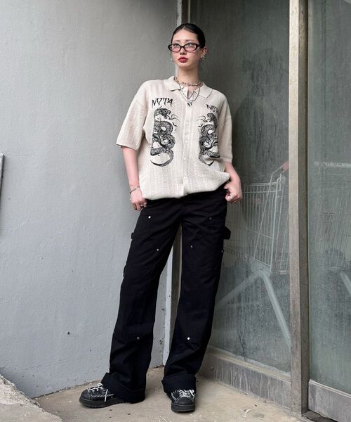 NOT4NERD（ノットフォーナード）の「Double Knee Carpenter Flare Fit Cotton Pants - Black（その他パンツ・レディース・その他・MEDIUM/LARGE/X-LARGE）」の3枚目の写真