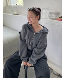 Ungrid | ダブルジップピグメントショートパーカー(パーカー)