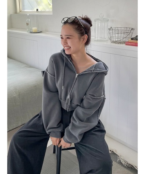 セール】ダブルジップピグメントショートパーカー（パーカー）｜Ungrid