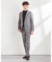 SUIT SELECT（スーツセレクト）の「【おうちで洗えるストレッチスーツ】【すぐ着られるパンツ裾上げ済仕様】【CLASSICO TAPERED】2釦シングルテーパードパンツスーツ 1タック/ハウンドトゥース/ウエストムーブ/「4S」（スーツセット）」