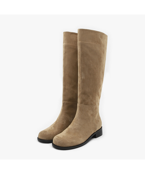 SAPPUN(サプン)の「Jade Round Suede Long Boots (3.5cm)(ブーツ・レディース・ブラック/ベージュ・22.5cm/23cm/23.5cm/24cm/24.5cm/25cm/25.5cm)」の1枚目の写真