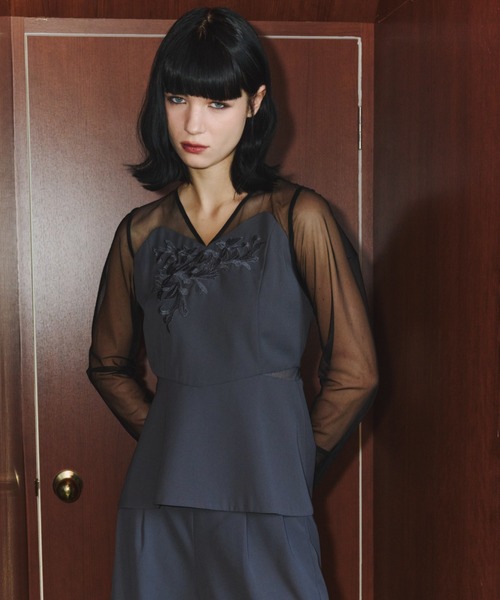 ANDRESD(アンドレスド)の「レースパネルアクセントセットアップパンツドレス / lace panel accent setup pants dress(パンツドレス・レディース・グレー/オリーブ/ブラック・L/M/S)」の14枚目の写真