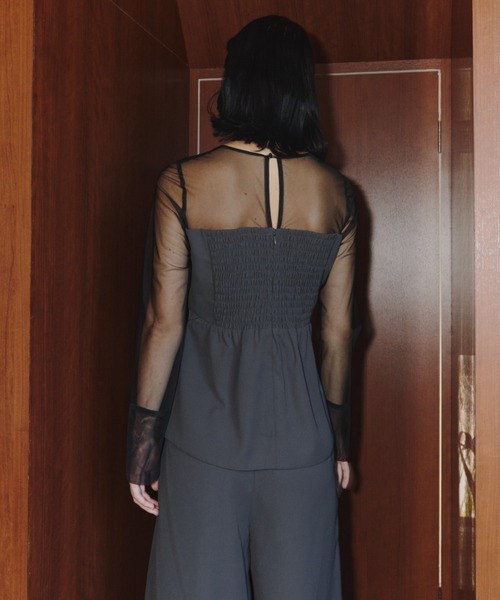 ANDRESD(アンドレスド)の「レースパネルアクセントセットアップパンツドレス / lace panel accent setup pants dress(パンツドレス・レディース・グレー/オリーブ/ブラック・L/M/S)」の7枚目の写真