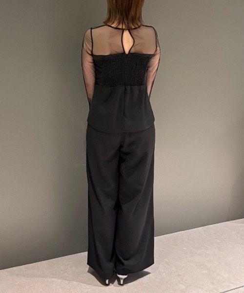 ANDRESD(アンドレスド)の「レースパネルアクセントセットアップパンツドレス / lace panel accent setup pants dress(パンツドレス・レディース・グレー/オリーブ/ブラック・L/M/S)」の20枚目の写真