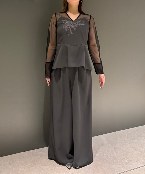 ANDRESD(アンドレスド)の「レースパネルアクセントセットアップパンツドレス / lace panel accent setup pants dress(パンツドレス・レディース・グレー/オリーブ/ブラック・L/M/S)」の15枚目の写真