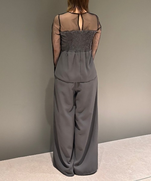 ANDRESD(アンドレスド)の「レースパネルアクセントセットアップパンツドレス / lace panel accent setup pants dress(パンツドレス・レディース・グレー/オリーブ/ブラック・L/M/S)」の17枚目の写真