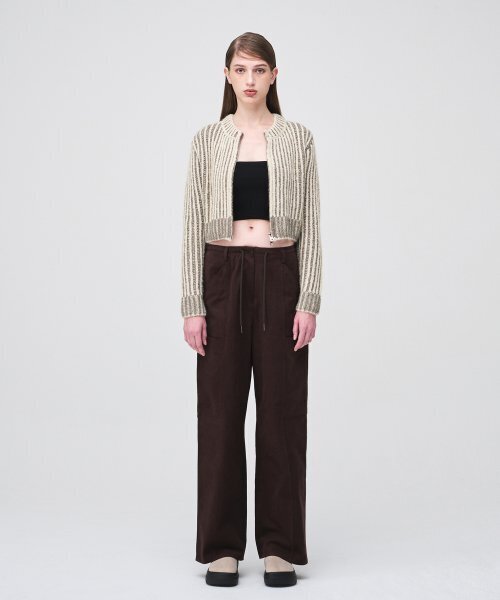 ETMON(エトモン)の「Ribbed Zip-Up Knit Cardigan Cream Beige(カーディガン/ボレロ・レディース・その他・FREE)」の4枚目の写真