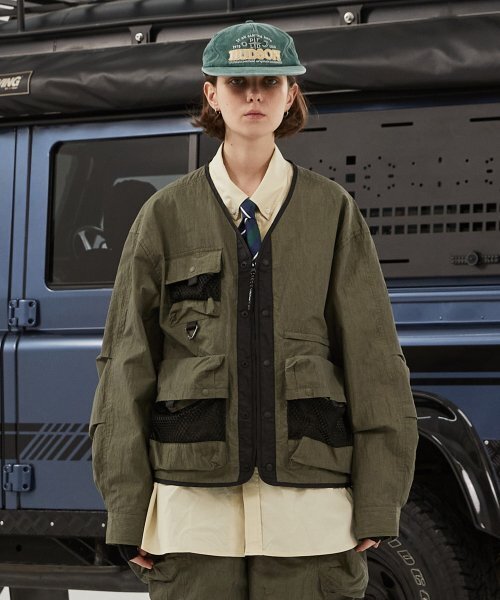 MULTI POCKET UTILITY CARDIGAN OLIVE_FQ2WJ60U