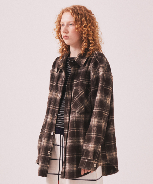 MENASOO(ミナス)の「MNS Classic Check Oversized Shirt Jacket_Brown(その他アウター・レディース・ブラウン・F)」の2枚目の写真
