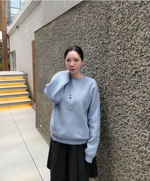 BLACK MOMENT（ブラックモーメント）の「ヘアリーソフトニット[スカイブルー]（ニット/セーター・メンズ・スカイブルー・LARGE/MEDIUM）」の8枚目の写真