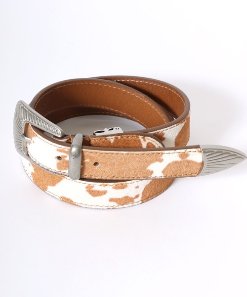 Lee（リー）の「Lee/リー Leather Western Belt/25mm 牛革 ウエスタンバックル ハラコ調 レザーベルト/レディース メンズ（ベルト・メンズ・ブラック/ブラウン・FREE）」の2枚目の写真