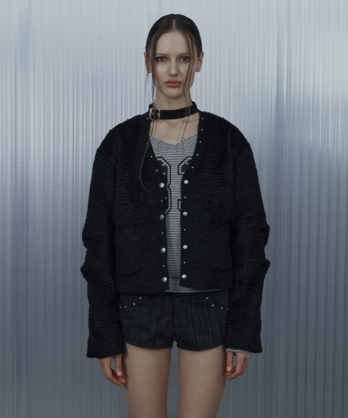 SETUP-EXE(セットアップイーエックスイー)の「SHORT CHOKER JACKET / BLACK(その他アウター・レディース・その他・OS)」の1枚目の写真