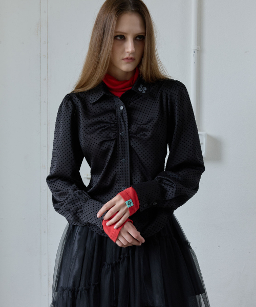 ブラウス BACK CURVE DOT PUFF SHIRT / black 【公式通販】