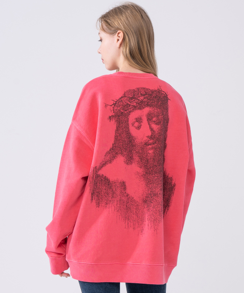 ICONOGRAPHY（アイコノグラフィー）の「ヘビーコットンピグメント JESUS DCPK（スウェット・レディース・オレンジ・LARGE/MEDIUM/X-LARGE）」の3枚目の写真