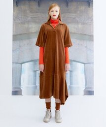 アンバランスベルベットワンピース_ブラウン