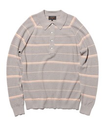 BEAMS PLUS | Knit Polo Basket Weave Stripe(ポロシャツ)