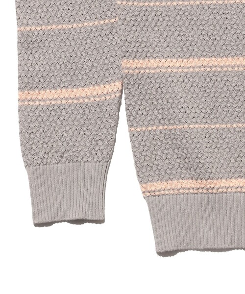 BEAMS PLUS（ビームスプラス）の「Knit Polo Basket Weave Stripe（ポロシャツ・メンズ・サックスブルー/グレー/オレンジ・LARGE/MEDIUM/SMALL/X-LARGE）」の17枚目の写真