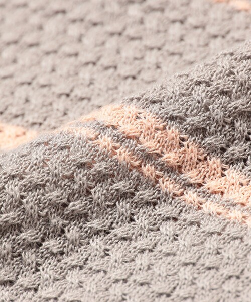 BEAMS PLUS（ビームスプラス）の「Knit Polo Basket Weave Stripe（ポロシャツ・メンズ・サックスブルー/グレー/オレンジ・LARGE/MEDIUM/SMALL/X-LARGE）」の18枚目の写真