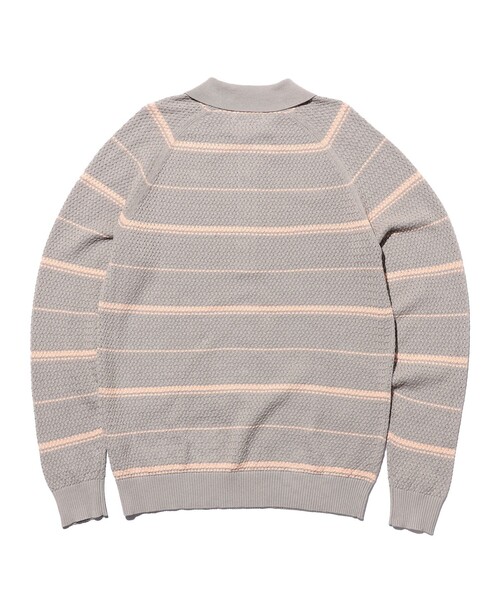 BEAMS PLUS（ビームスプラス）の「Knit Polo Basket Weave Stripe（ポロシャツ・メンズ・サックスブルー/グレー/オレンジ・LARGE/MEDIUM/SMALL/X-LARGE）」の19枚目の写真