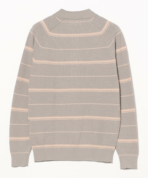 BEAMS PLUS（ビームスプラス）の「Knit Polo Basket Weave Stripe（ポロシャツ・メンズ・サックスブルー/グレー/オレンジ・LARGE/MEDIUM/SMALL/X-LARGE）」の21枚目の写真