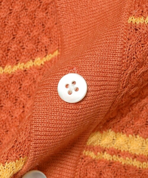 BEAMS PLUS（ビームスプラス）の「Knit Polo Basket Weave Stripe（ポロシャツ・メンズ・サックスブルー/グレー/オレンジ・LARGE/MEDIUM/SMALL/X-LARGE）」の5枚目の写真