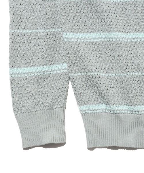 BEAMS PLUS（ビームスプラス）の「Knit Polo Basket Weave Stripe（ポロシャツ・メンズ・サックスブルー/グレー/オレンジ・LARGE/MEDIUM/SMALL/X-LARGE）」の8枚目の写真