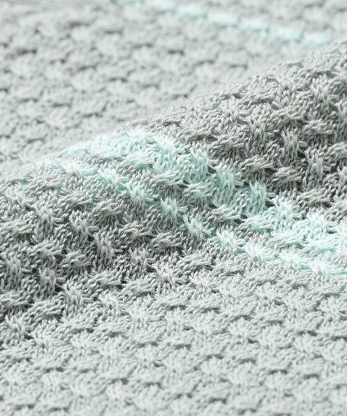 BEAMS PLUS（ビームスプラス）の「Knit Polo Basket Weave Stripe（ポロシャツ・メンズ・サックスブルー/グレー/オレンジ・LARGE/MEDIUM/SMALL/X-LARGE）」の9枚目の写真