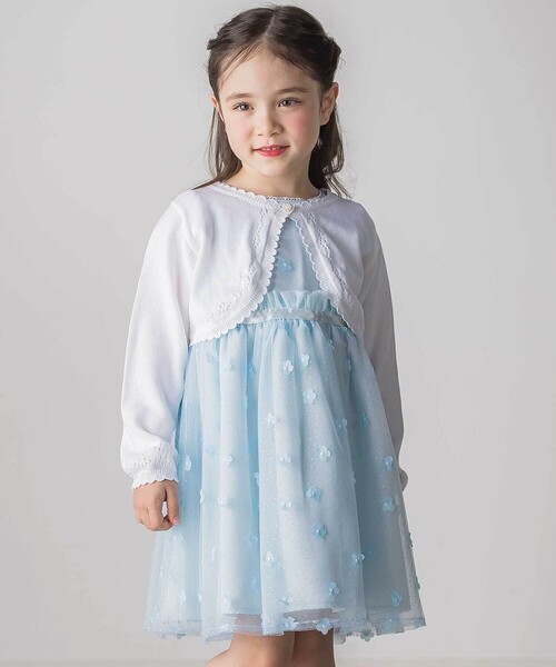 SLAP SLIP（スラップスリップ）の「縁スカラップパール調ボタンニットカーディガン(110~130cm)（カーディガン/ボレロ・キッズ・ホワイト・120cm/110cm/130cm）」の3枚目の写真