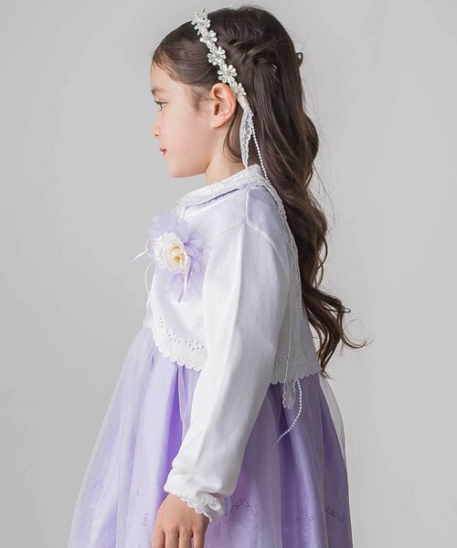 SLAP SLIP（スラップスリップ）の「縁スカラップパール調ボタンニットカーディガン(110~130cm)（カーディガン/ボレロ・キッズ・ホワイト・120cm/110cm/130cm）」の5枚目の写真