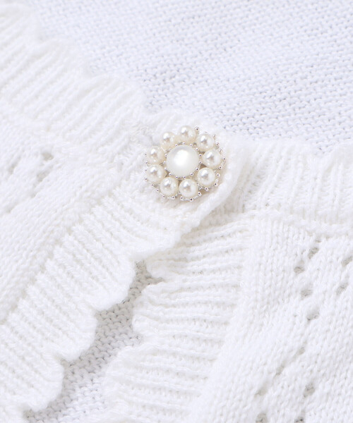 SLAP SLIP（スラップスリップ）の「縁スカラップパール調ボタンニットカーディガン(110~130cm)（カーディガン/ボレロ・キッズ・ホワイト・120cm/110cm/130cm）」の10枚目の写真